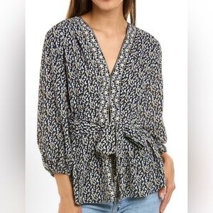 Max Studio Floral Print V-Neck Women's Top
